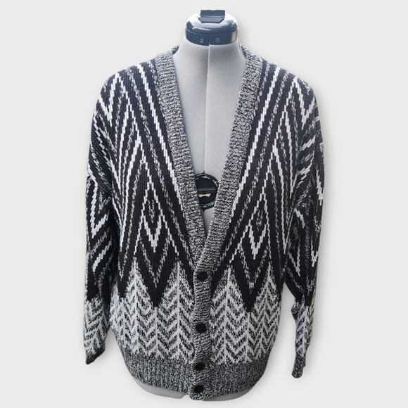 Barnaby Cardigan Sweater Men’s XXL Zigzag Design Preppy Grandpa Cosby Style VTG - Picture 1 of 6